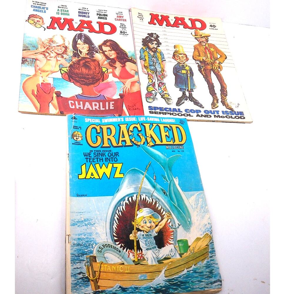 Vintage Mad Magazine Sept 1974 And Sept 1977 Cracked Magazine Nov 1975